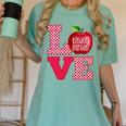 Love Kindergarten Cute Apple School Teacher Women's Comfort Colors T-Shirt Chalky Mint Love Kindergarten Cute Apple School Teacher Women's Comfort Colors T-Shirt Chalky Mint