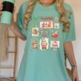 Merry And Bright Christmas Gingerbread Santa Book Teacher Women's Comfort Colors T-Shirt Chalky Mint