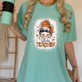 Messy Bun Spooky Teacher Bleached Halloween Teachers Women's Comfort Colors T-Shirt Chalky Mint Messy Bun Spooky Teacher Bleached Halloween Teachers Women's Comfort Colors T-Shirt Chalky Mint