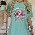 In October We Wear Pink Apple Teacher Daisy Breast Cancer Women's Comfort Colors T-Shirt Chalky Mint In October We Wear Pink Apple Teacher Daisy Breast Cancer Women's Comfort Colors T-Shirt Chalky Mint
