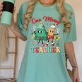 One Merry Teacher Groovy Christmas Tree Pjs Xmas Teacher Women's Comfort Colors T-Shirt Chalky Mint One Merry Teacher Groovy Christmas Tree Pjs Xmas Teacher Women's Comfort Colors T-Shirt Chalky Mint