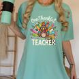 One Thankful Teacher Cute Thanksgiving Turkey School Women's Comfort Colors T-Shirt Chalky Mint