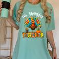 One Thankful Teacher Thanksgiving Turkey Cute Crayon Pencil Women's Comfort Colors T-Shirt Chalky Mint One Thankful Teacher Thanksgiving Turkey Cute Crayon Pencil Women's Comfort Colors T-Shirt Chalky Mint