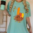 One Thankful Teacher Thanksgiving Turkey Peace Hand Sign Women's Comfort Colors T-Shirt Chalky Mint One Thankful Teacher Thanksgiving Turkey Peace Hand Sign Women's Comfort Colors T-Shirt Chalky Mint