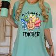 One Thankful Teacher Turkey Pencil Thanksgiving Teachers Women's Comfort Colors T-Shirt Chalky Mint One Thankful Teacher Turkey Pencil Thanksgiving Teachers Women's Comfort Colors T-Shirt Chalky Mint