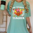 One Thankful Teacher Turkey Thanksgiving Teaching Women's Comfort Colors T-Shirt Chalky Mint One Thankful Teacher Turkey Thanksgiving Teaching Women's Comfort Colors T-Shirt Chalky Mint