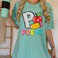 P Is For Pre-K Teacher Pencil Apple Back To School Women's Comfort Colors T-Shirt Chalky Mint