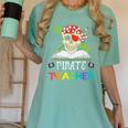 Pirate Teacher Halloween Skull Adult Women's Comfort Colors T-Shirt Chalky Mint