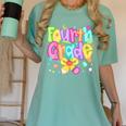 Preppy Fourth Grade Back To School 4th Grade Teacher Girls Women's Comfort Colors T-Shirt Chalky Mint