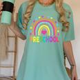 Preschool Rainbow Girls Boys Kids Teacher Back To School Women's Comfort Colors T-Shirt Chalky Mint