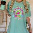 Rainbow I Believe In You Teacher Testing Day Women's Comfort Colors T-Shirt Chalky Mint