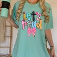 Lets Read Reading Teacher Back To School Literacy Pencil Bow Women's Comfort Colors T-Shirt Chalky Mint