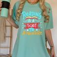 Reading Adventure Library Student Teacher Book Women's Comfort Colors T-Shirt Chalky Mint