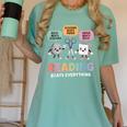 Reading Beats Everything Teacher Rock Paper Scissors Women's Comfort Colors T-Shirt Chalky Mint Reading Beats Everything Teacher Rock Paper Scissors Women's Comfort Colors T-Shirt Chalky Mint