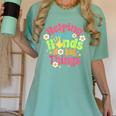 Retro Helping Small Hands Do Big Things Teacher Appreciation For Men Women Women's Comfort Colors T-Shirt Chalky Mint Retro Helping Small Hands Do Big Things Teacher Appreciation For Men Women Women's Comfort Colors T-Shirt Chalky Mint