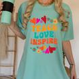 Retro Teach Love Inspire Back To School Teachers Women's Comfort Colors T-Shirt Chalky Mint Retro Teach Love Inspire Back To School Teachers Women's Comfort Colors T-Shirt Chalky Mint