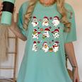 Santa Ghost Reading Books Christmas Library Teacher Women's Comfort Colors T-Shirt Chalky Mint