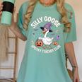 Silly Goose Spooky Teacher Club Halloween Witch Ghost Women's Comfort Colors T-Shirt Chalky Mint