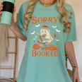 Sorry I'm Booked Ghost Reading Book Lover Teacher Halloween Women's Comfort Colors T-Shirt Chalky Mint