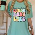 Soul Bleach Teacher Staff First Day Of School Last Hugs & High Fives Lunch Lady Vibes Blue Classic Fit Women's Comfort Colors T-Shirt Chalky Mint Soul Bleach Teacher Staff First Day Of School Last Hugs & High Fives Lunch Lady Vibes Blue Classic Fit Women's Comfort Colors T-Shirt Chalky Mint