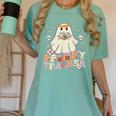 Spooky Teacher Groovy Retro Ghost Teacher Halloween 2023 For Men Women Kids Women's Comfort Colors T-Shirt Chalky Mint