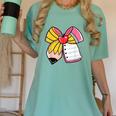 Student Teacher Coquette Bow Pencil Back To School First Day Women's Comfort Colors T-Shirt Chalky Mint
