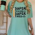 Super Teacher By Day Super Tired By Night Back To School Women's Comfort Colors T-Shirt Chalky Mint