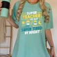Super Teacher By Day Super Tired By Night Superheroes School Women's Comfort Colors T-Shirt Chalky Mint