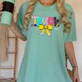 Teach Coquette Bow Teacher Back To School Happy First Day Women's Comfort Colors T-Shirt Chalky Mint Teach Coquette Bow Teacher Back To School Happy First Day Women's Comfort Colors T-Shirt Chalky Mint