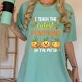 I Teach The Cutest Pumpkins Halloween Teacher Women's Comfort Colors T-Shirt Chalky Mint I Teach The Cutest Pumpkins Halloween Teacher Women's Comfort Colors T-Shirt Chalky Mint