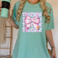 Teacher Bow Pencil Flowers Teacher Back To School Women's Comfort Colors T-Shirt Chalky Mint