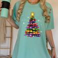 Teacher Crayon Christmas Tree Lights Student School Xmas Women's Comfort Colors T-Shirt Chalky Mint