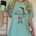 The Teacher Elf Shirt Matching Family Christmas Elf Men Women Kids Women's Comfort Colors T-Shirt Chalky Mint