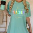 This Teacher Is Glowing Hello Summer End Of School Women's Comfort Colors T-Shirt Chalky Mint