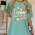Teacher Groovy Play Is Learning Back To School Women's Comfort Colors T-Shirt Chalky Mint
