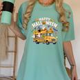 Teacher Halloween School Bus Driver Cute Ghost Witch Party Women's Comfort Colors T-Shirt Chalky Mint