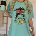 Teacher Life Messy Bun Glasses Leopard Sunflower Women's Comfort Colors T-Shirt Chalky Mint Teacher Life Messy Bun Glasses Leopard Sunflower Women's Comfort Colors T-Shirt Chalky Mint