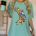 Teacher Shirt Giraffe Holding Books Bookworm Librarian Women's Comfort Colors T-Shirt Chalky Mint Teacher Shirt Giraffe Holding Books Bookworm Librarian Women's Comfort Colors T-Shirt Chalky Mint