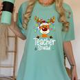 Teacher Squad Red Plaid Rudolph Reindeer Christmas Women's Comfort Colors T-Shirt Chalky Mint Teacher Squad Red Plaid Rudolph Reindeer Christmas Women's Comfort Colors T-Shirt Chalky Mint