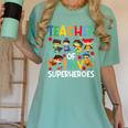 Teacher Of Tiny Superheroes Teach 100th Day Of School Men Women Girls Kids Women's Comfort Colors T-Shirt Chalky Mint Teacher Of Tiny Superheroes Teach 100th Day Of School Men Women Girls Kids Women's Comfort Colors T-Shirt Chalky Mint