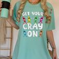 Teacher's Get Your Cray On Dabbing Crayons Women's Comfort Colors T-Shirt Chalky Mint Teacher's Get Your Cray On Dabbing Crayons Women's Comfort Colors T-Shirt Chalky Mint