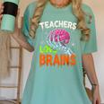 Teachers Love Brains Halloween 2025 Skeleton Costume Women's Comfort Colors T-Shirt Chalky Mint Teachers Love Brains Halloween 2025 Skeleton Costume Women's Comfort Colors T-Shirt Chalky Mint