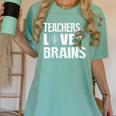 Teachers Love Brains Zombie Halloween Hilarious Women's Comfort Colors T-Shirt Chalky Mint