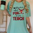 Teachers Oh What Fun It Is To Teach Cute Red Plaid Reindeer Women's Comfort Colors T-Shirt Chalky Mint