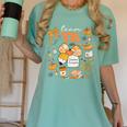 Team TK Crew Preppy Coquette Bow Pumpkin Fall TK Teacher Women's Comfort Colors T-Shirt Chalky Mint