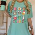 Team TK Teacher Christmas Groovy Smile Face Girl Boy Kid TK Women's Comfort Colors T-Shirt Chalky Mint