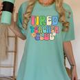 Tired Teachers Club Groovy Teachers Back To School Women's Comfort Colors T-Shirt Chalky Mint