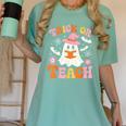 Trick Or Teach Cute Floral Ghost Teacher Halloween Costume Women's Comfort Colors T-Shirt Chalky Mint Trick Or Teach Cute Floral Ghost Teacher Halloween Costume Women's Comfort Colors T-Shirt Chalky Mint