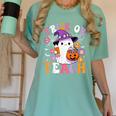 Trick Or Teach Groovy Teacher Ghost Halloween Teacher Women's Comfort Colors T-Shirt Chalky Mint Trick Or Teach Groovy Teacher Ghost Halloween Teacher Women's Comfort Colors T-Shirt Chalky Mint