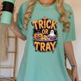 Trick Or Tray Halloween Cafeteria Teacher School Women's Comfort Colors T-Shirt Chalky Mint